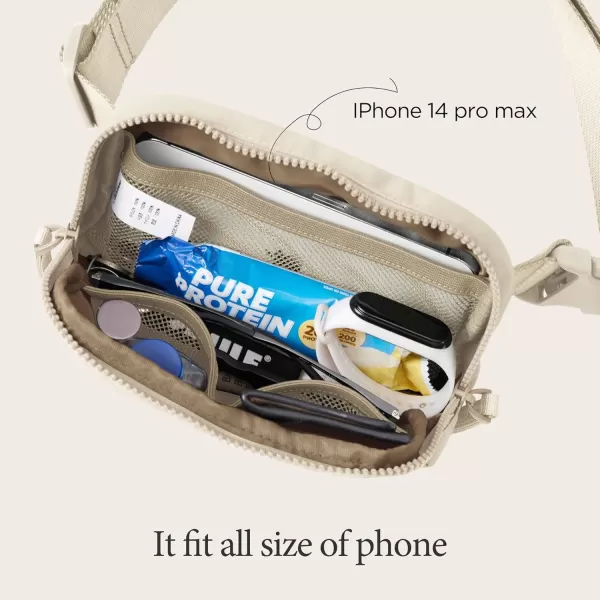 imageODODOS Unisex Mini Belt Bag with Adjustable Strap Small Fanny Pack for Workout Running Traveling Hiking IvoryBeige