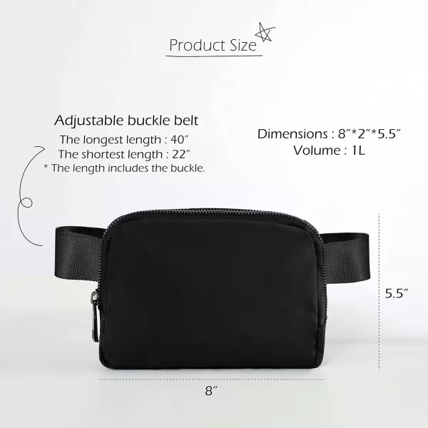 imageODODOS Unisex Mini Belt Bag with Adjustable Strap Small Fanny Pack for Workout Running Traveling Hiking IvoryBlack