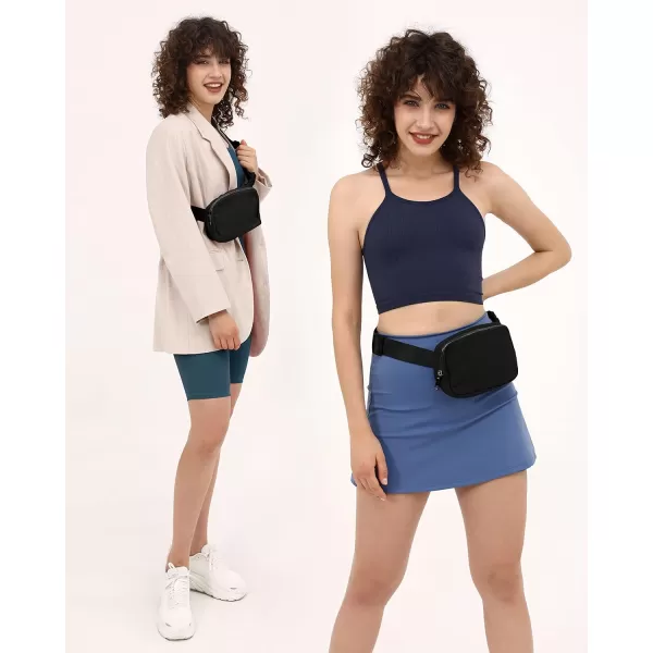 imageODODOS Unisex Mini Belt Bag with Adjustable Strap Small Fanny Pack for Workout Running Traveling Hiking IvoryBlack