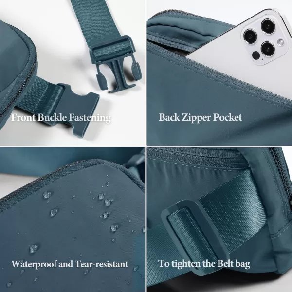 imageODODOS Unisex Mini Belt Bag with Adjustable Strap Small Fanny Pack for Workout Running Traveling Hiking IvoryBlue