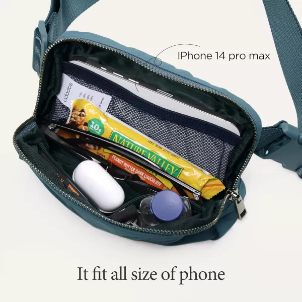 imageODODOS Unisex Mini Belt Bag with Adjustable Strap Small Fanny Pack for Workout Running Traveling Hiking IvoryBlue