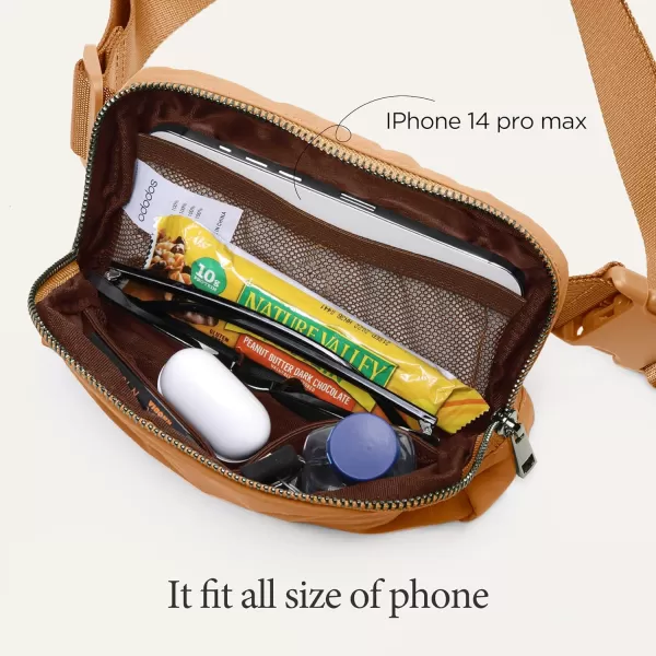 imageODODOS Unisex Mini Belt Bag with Adjustable Strap Small Fanny Pack for Workout Running Traveling Hiking IvoryBronze