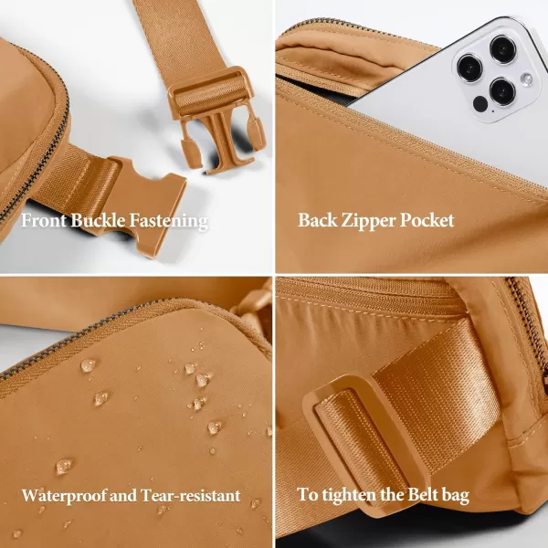 imageODODOS Unisex Mini Belt Bag with Adjustable Strap Small Fanny Pack for Workout Running Traveling Hiking IvoryBronze