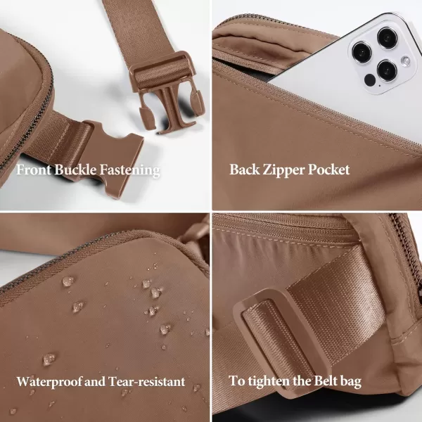 imageODODOS Unisex Mini Belt Bag with Adjustable Strap Small Fanny Pack for Workout Running Traveling Hiking IvoryBrown