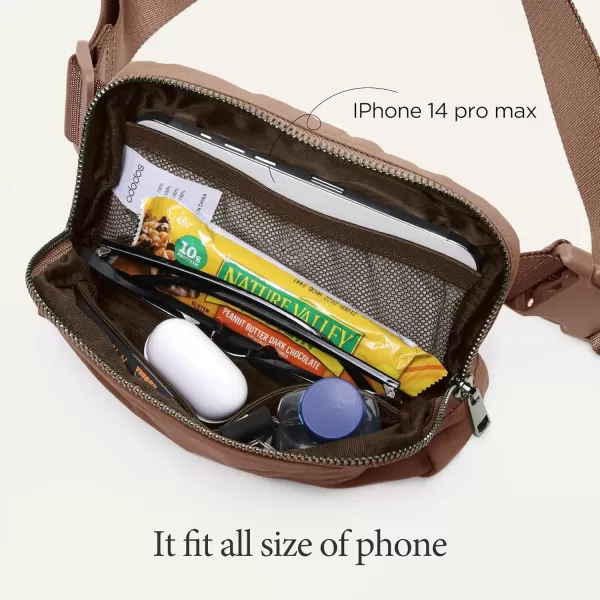 imageODODOS Unisex Mini Belt Bag with Adjustable Strap Small Fanny Pack for Workout Running Traveling Hiking IvoryBrown