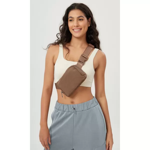 imageODODOS Unisex Mini Belt Bag with Adjustable Strap Small Fanny Pack for Workout Running Traveling Hiking IvoryBrown