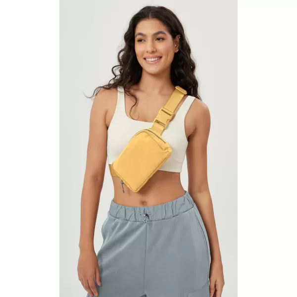 imageODODOS Unisex Mini Belt Bag with Adjustable Strap Small Fanny Pack for Workout Running Traveling Hiking IvoryBuff Yellow