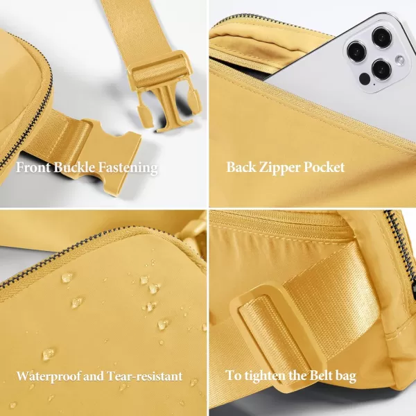 imageODODOS Unisex Mini Belt Bag with Adjustable Strap Small Fanny Pack for Workout Running Traveling Hiking IvoryBuff Yellow