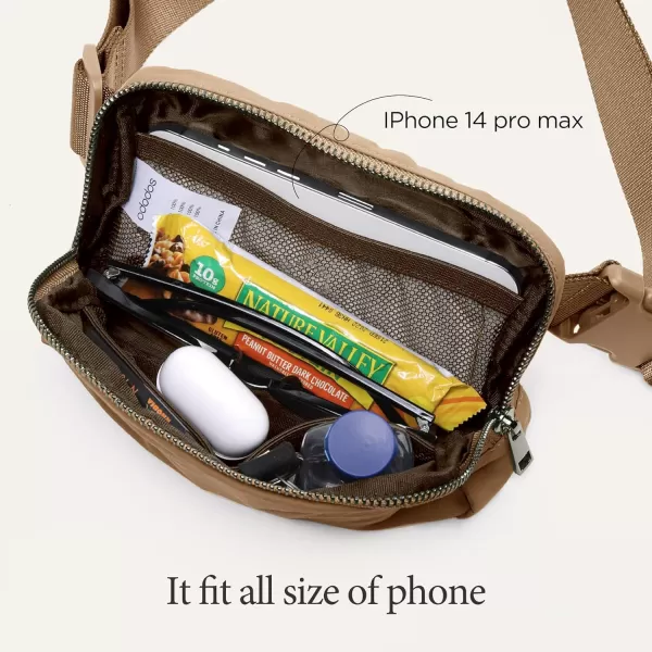 imageODODOS Unisex Mini Belt Bag with Adjustable Strap Small Fanny Pack for Workout Running Traveling Hiking IvoryCaramel