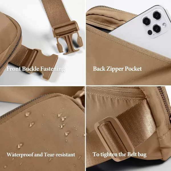 imageODODOS Unisex Mini Belt Bag with Adjustable Strap Small Fanny Pack for Workout Running Traveling Hiking IvoryCaramel