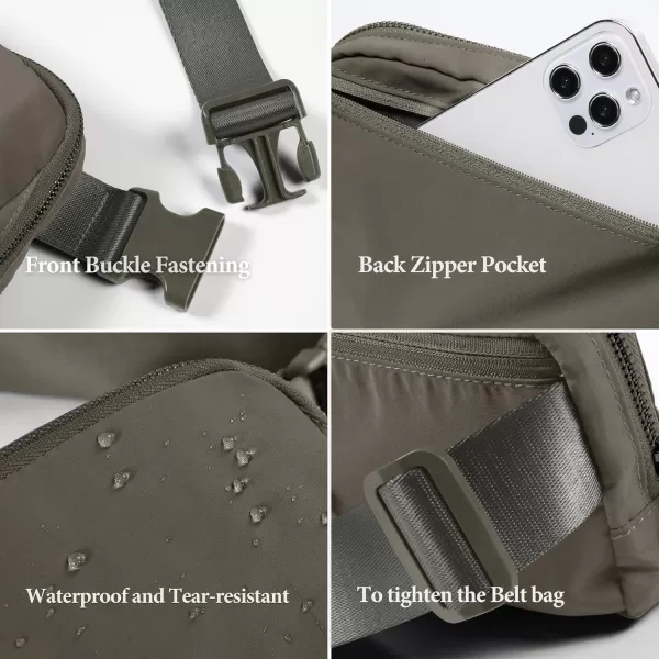 imageODODOS Unisex Mini Belt Bag with Adjustable Strap Small Fanny Pack for Workout Running Traveling Hiking IvoryDark Umber