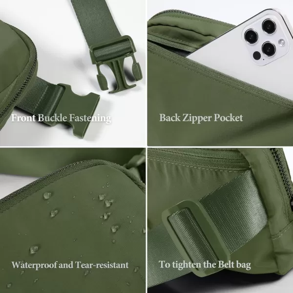imageODODOS Unisex Mini Belt Bag with Adjustable Strap Small Fanny Pack for Workout Running Traveling Hiking IvoryDeep Khaki