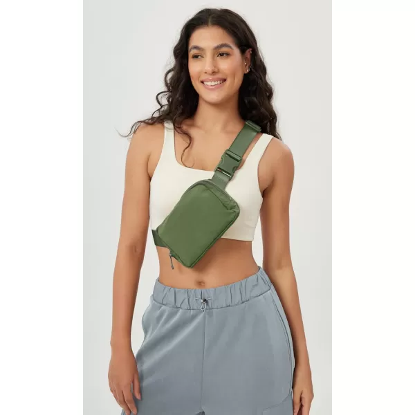 imageODODOS Unisex Mini Belt Bag with Adjustable Strap Small Fanny Pack for Workout Running Traveling Hiking IvoryDeep Khaki