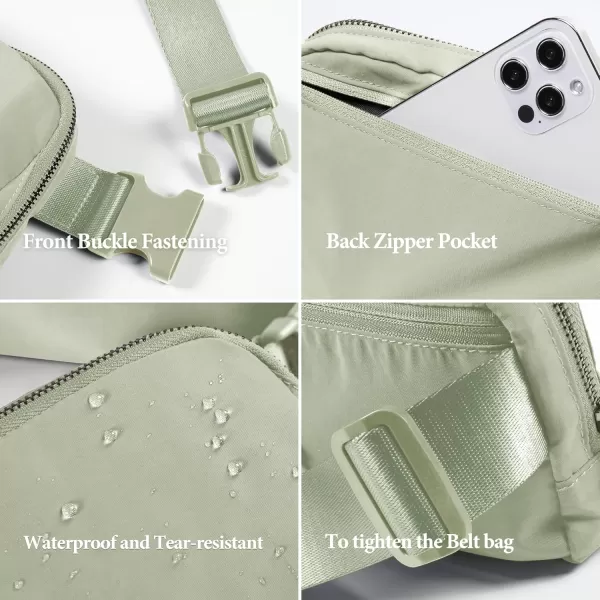 imageODODOS Unisex Mini Belt Bag with Adjustable Strap Small Fanny Pack for Workout Running Traveling Hiking IvoryDesert Sage