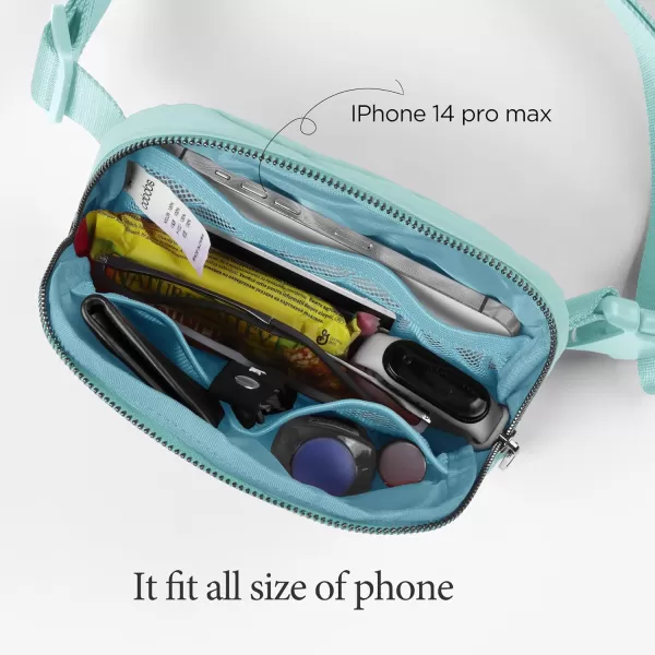 imageODODOS Unisex Mini Belt Bag with Adjustable Strap Small Fanny Pack for Workout Running Traveling Hiking IvoryIcing Blue