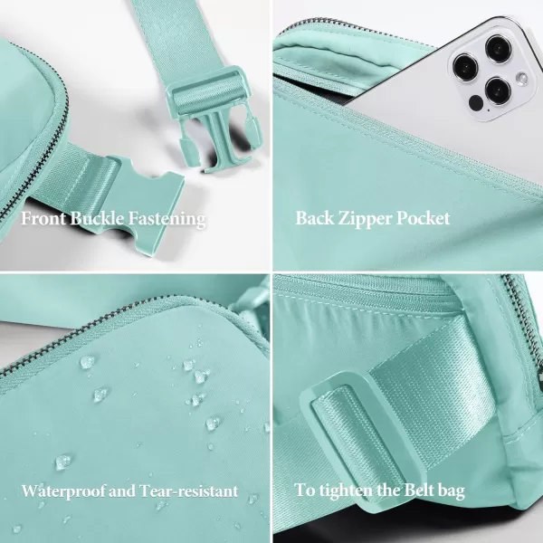 imageODODOS Unisex Mini Belt Bag with Adjustable Strap Small Fanny Pack for Workout Running Traveling Hiking IvoryIcing Blue