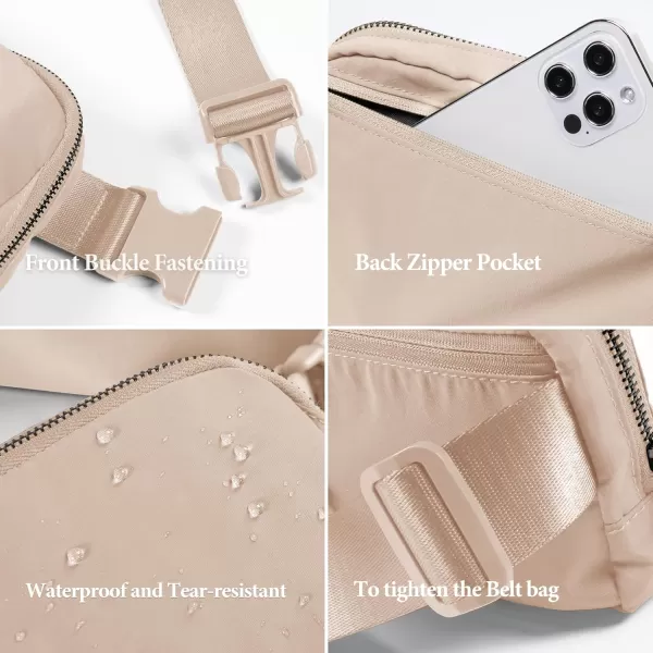 imageODODOS Unisex Mini Belt Bag with Adjustable Strap Small Fanny Pack for Workout Running Traveling Hiking IvoryIrish Cream
