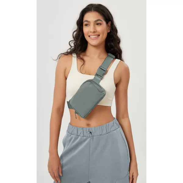 imageODODOS Unisex Mini Belt Bag with Adjustable Strap Small Fanny Pack for Workout Running Traveling Hiking IvoryIron Gray