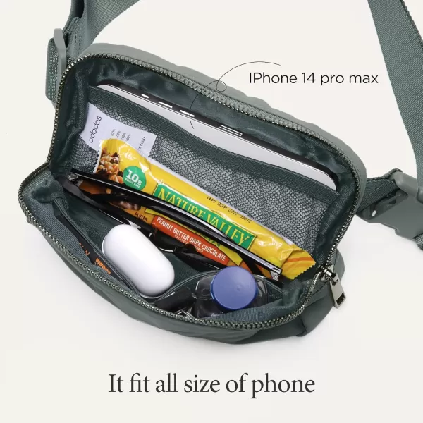imageODODOS Unisex Mini Belt Bag with Adjustable Strap Small Fanny Pack for Workout Running Traveling Hiking IvoryIron Gray