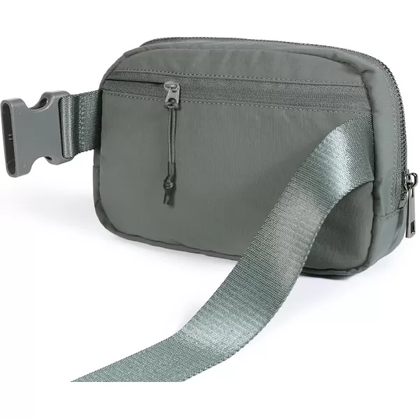 imageODODOS Unisex Mini Belt Bag with Adjustable Strap Small Fanny Pack for Workout Running Traveling Hiking IvoryIron Gray