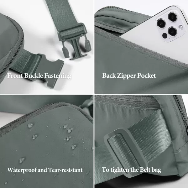 imageODODOS Unisex Mini Belt Bag with Adjustable Strap Small Fanny Pack for Workout Running Traveling Hiking IvoryIron Gray