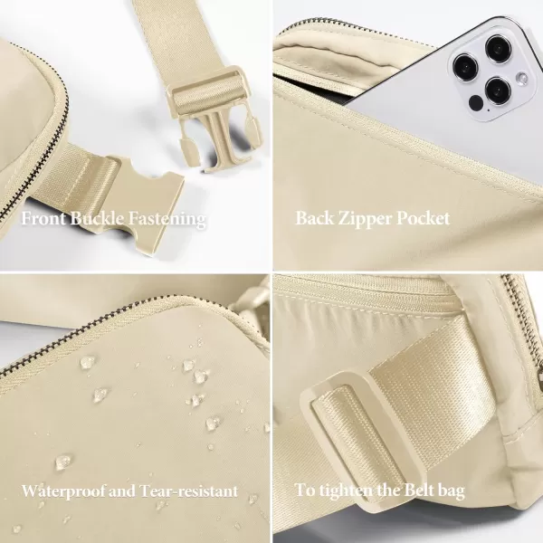 imageODODOS Unisex Mini Belt Bag with Adjustable Strap Small Fanny Pack for Workout Running Traveling Hiking IvoryIvory