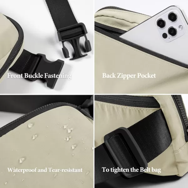 imageODODOS Unisex Mini Belt Bag with Adjustable Strap Small Fanny Pack for Workout Running Traveling Hiking IvoryKhaki
