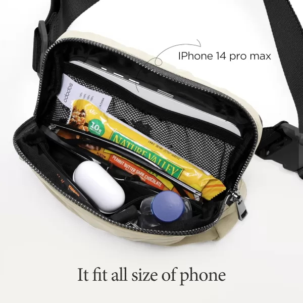 imageODODOS Unisex Mini Belt Bag with Adjustable Strap Small Fanny Pack for Workout Running Traveling Hiking IvoryKhaki