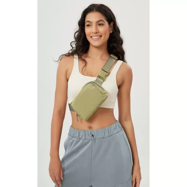 imageODODOS Unisex Mini Belt Bag with Adjustable Strap Small Fanny Pack for Workout Running Traveling Hiking IvoryKhaki Green