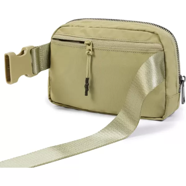 imageODODOS Unisex Mini Belt Bag with Adjustable Strap Small Fanny Pack for Workout Running Traveling Hiking IvoryKhaki Green