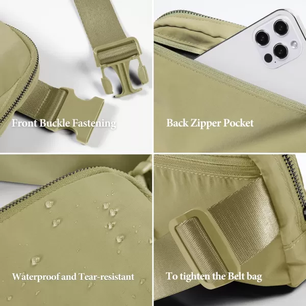 imageODODOS Unisex Mini Belt Bag with Adjustable Strap Small Fanny Pack for Workout Running Traveling Hiking IvoryKhaki Green