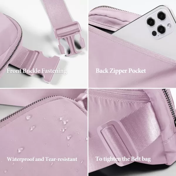 imageODODOS Unisex Mini Belt Bag with Adjustable Strap Small Fanny Pack for Workout Running Traveling Hiking IvoryLavender
