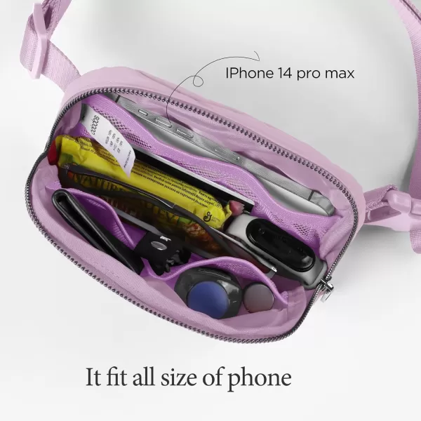 imageODODOS Unisex Mini Belt Bag with Adjustable Strap Small Fanny Pack for Workout Running Traveling Hiking IvoryLavender