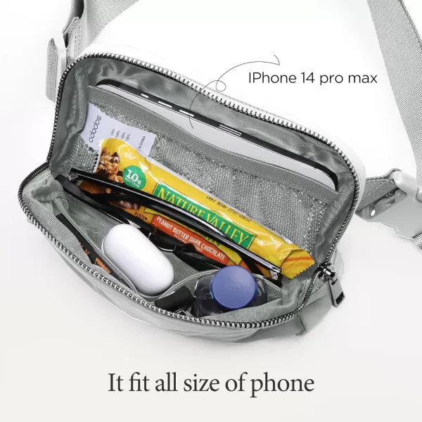 imageODODOS Unisex Mini Belt Bag with Adjustable Strap Small Fanny Pack for Workout Running Traveling Hiking IvoryLight Grey