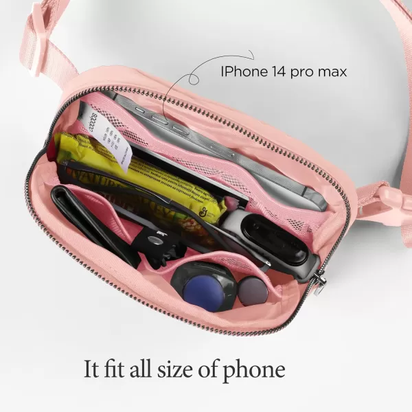 imageODODOS Unisex Mini Belt Bag with Adjustable Strap Small Fanny Pack for Workout Running Traveling Hiking IvoryLight Pink