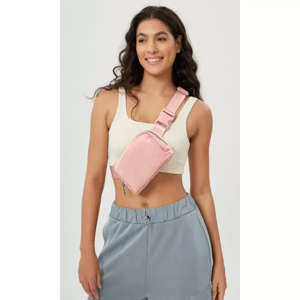 imageODODOS Unisex Mini Belt Bag with Adjustable Strap Small Fanny Pack for Workout Running Traveling Hiking IvoryLight Pink