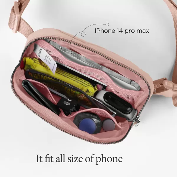 imageODODOS Unisex Mini Belt Bag with Adjustable Strap Small Fanny Pack for Workout Running Traveling Hiking IvoryMisty Rose