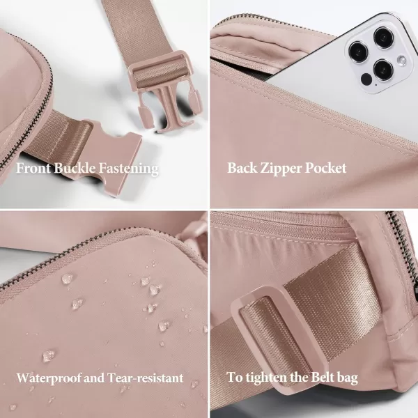 imageODODOS Unisex Mini Belt Bag with Adjustable Strap Small Fanny Pack for Workout Running Traveling Hiking IvoryMisty Rose