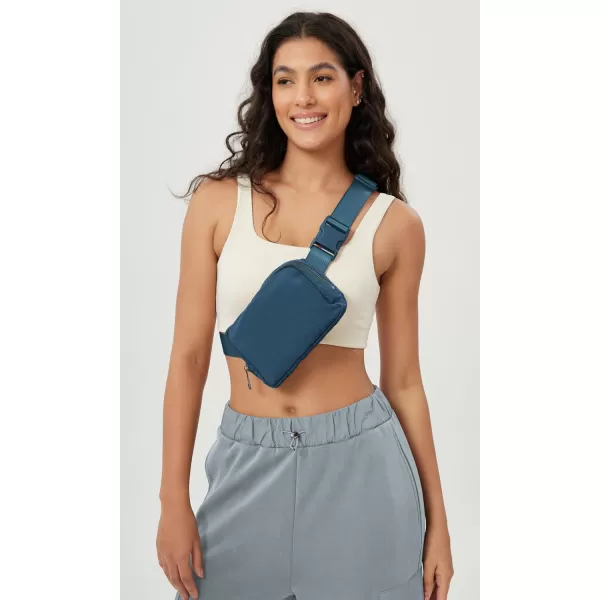 imageODODOS Unisex Mini Belt Bag with Adjustable Strap Small Fanny Pack for Workout Running Traveling Hiking IvoryNavy Blue