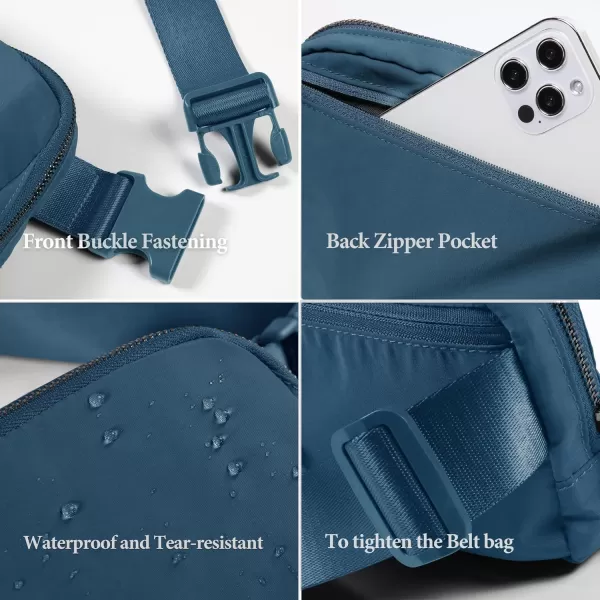 imageODODOS Unisex Mini Belt Bag with Adjustable Strap Small Fanny Pack for Workout Running Traveling Hiking IvoryNavy Blue