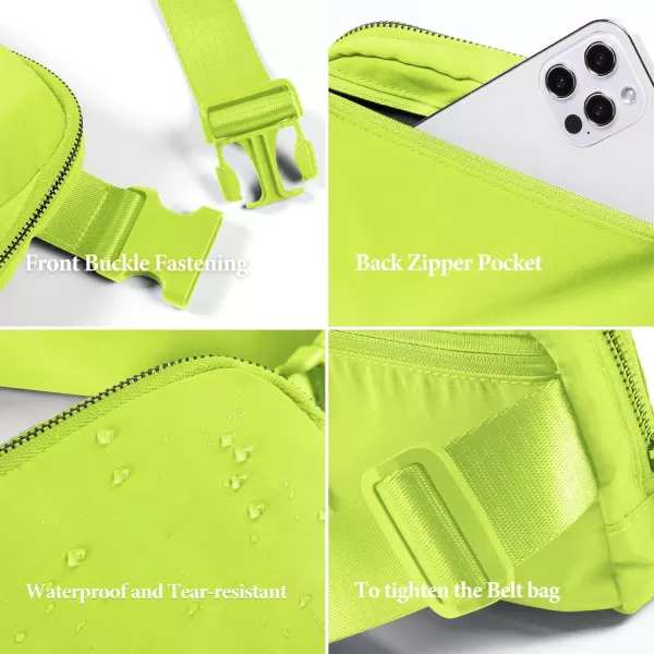 imageODODOS Unisex Mini Belt Bag with Adjustable Strap Small Fanny Pack for Workout Running Traveling Hiking IvoryNeon
