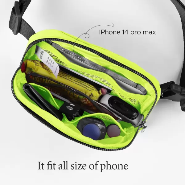 imageODODOS Unisex Mini Belt Bag with Adjustable Strap Small Fanny Pack for Workout Running Traveling Hiking IvoryNeon Green
