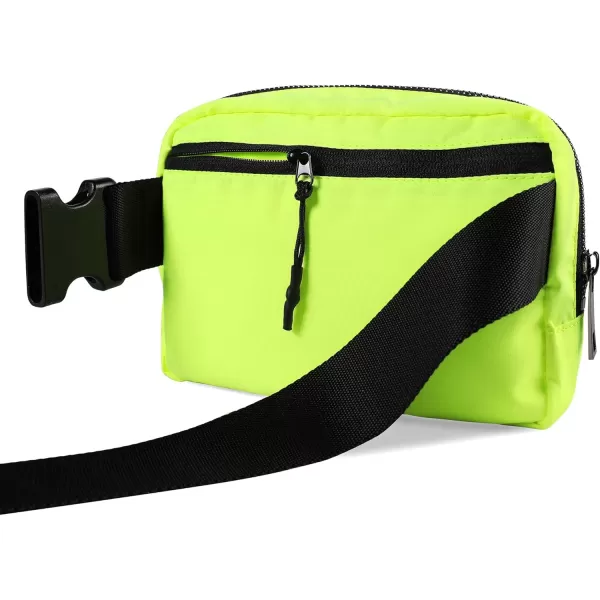 imageODODOS Unisex Mini Belt Bag with Adjustable Strap Small Fanny Pack for Workout Running Traveling Hiking IvoryNeon Green