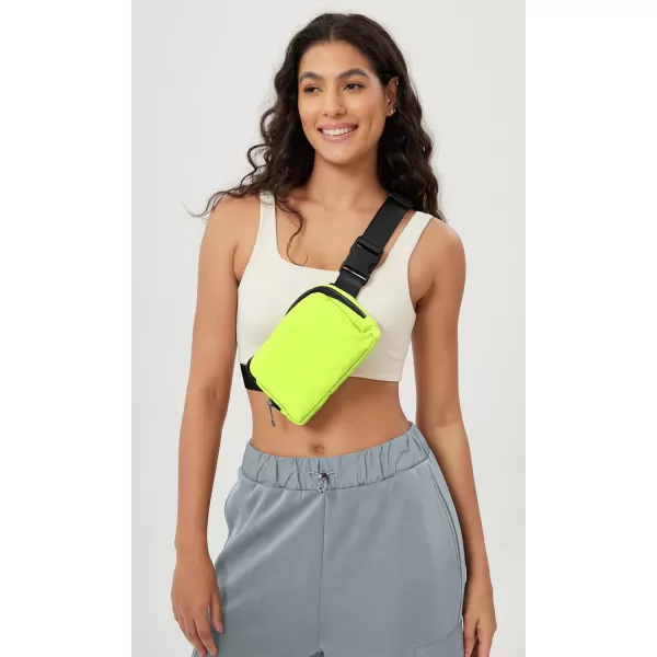 imageODODOS Unisex Mini Belt Bag with Adjustable Strap Small Fanny Pack for Workout Running Traveling Hiking IvoryNeon Green