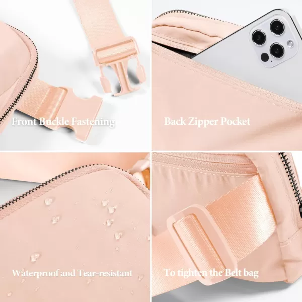 imageODODOS Unisex Mini Belt Bag with Adjustable Strap Small Fanny Pack for Workout Running Traveling Hiking IvoryPale Coral