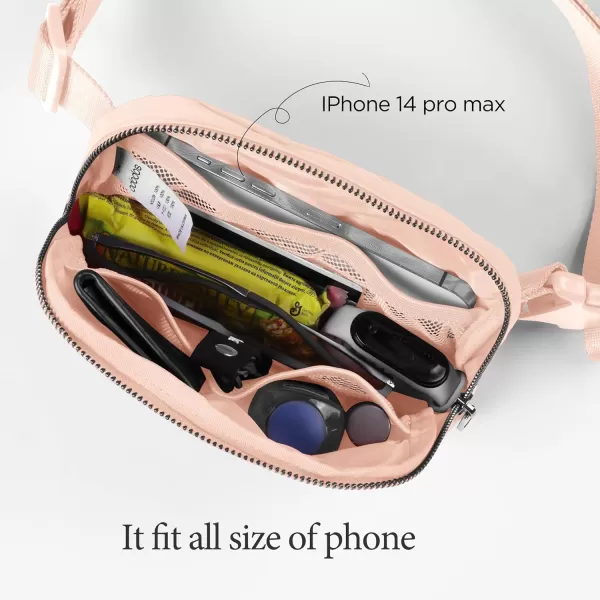 imageODODOS Unisex Mini Belt Bag with Adjustable Strap Small Fanny Pack for Workout Running Traveling Hiking IvoryPale Coral
