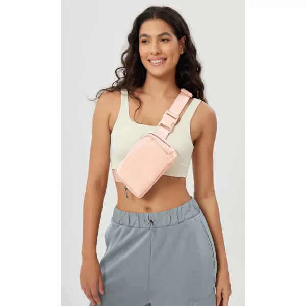 imageODODOS Unisex Mini Belt Bag with Adjustable Strap Small Fanny Pack for Workout Running Traveling Hiking IvoryPale Coral