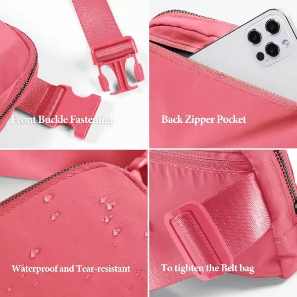 imageODODOS Unisex Mini Belt Bag with Adjustable Strap Small Fanny Pack for Workout Running Traveling Hiking IvoryRaspberry
