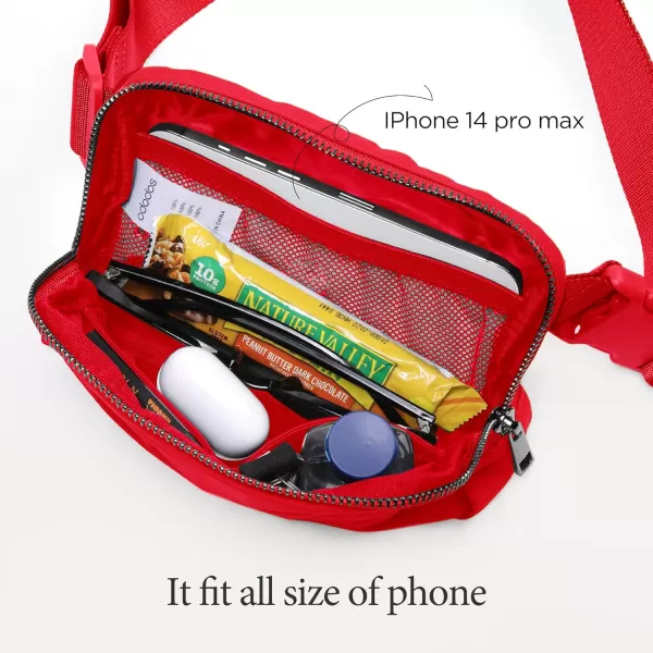imageODODOS Unisex Mini Belt Bag with Adjustable Strap Small Fanny Pack for Workout Running Traveling Hiking IvoryRed
