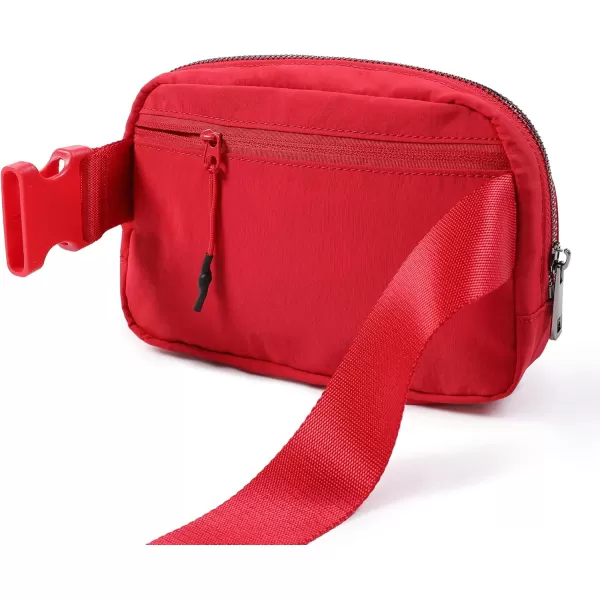 imageODODOS Unisex Mini Belt Bag with Adjustable Strap Small Fanny Pack for Workout Running Traveling Hiking IvoryRed